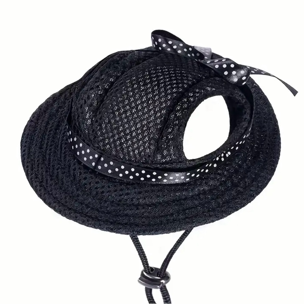 Breathable Adjustable Dog Sun Hat with Ear Holes - Chic Polyester Visor